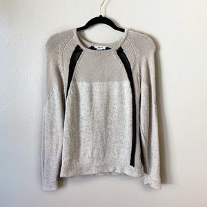 Helmut Lang Knit Sweater Pullover Crewneck Beige Colorblock Size S